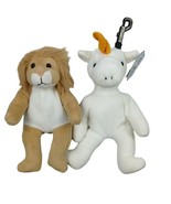 2 Fluffyville Bendable 9.5&quot; Plush Unicorn with Clip 8.5&quot; Lion New - £11.66 GBP