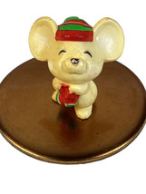 Hallmark Christmas Miniature Figurine White Mouse Red Stocking Christmas Hat 2&quot; - £4.71 GBP