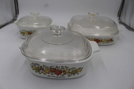 Corning Ware Spice of Life Casserole Dish 3 Set with Lids A-1.5-B A-2-B ... - £116.85 GBP