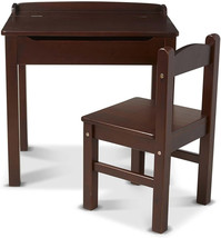 NEW Melissa &amp; Doug Kids Wood Lift Top Desk &amp; Chair Set Espresso ages 3-8... - £79.60 GBP