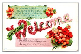 Large Letter Floral Greetings A Sincere Welcome UNP Winsch Back DB Postcard W22 - £2.33 GBP