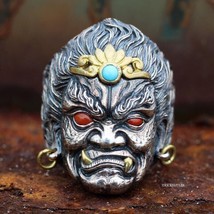 Demon Witch Vampire Evil Buddha Enamel Adjustable Biker Punk Gothic Open Ring - $13.86