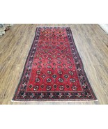 4x7 Vintage Handmade Tribal Afghan Balouch Turkoman Wool Rug Red - £355.88 GBP