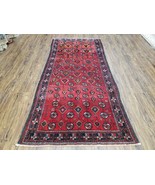 4x7 Vintage Handmade Tribal Afghan Balouch Turkoman Wool Rug Red - $8,626.47 MXN