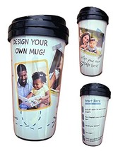 Customizable Photo Travel Mugs 2pcs @ 11 ozs each - by akj - Black Slidi... - £6.91 GBP