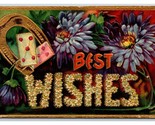 Large Letter Floral Greetings Best Wishes Embossed DB Postcard Q19 - $3.91