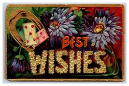 Large Letter Floral Greetings Best Wishes Embossed DB Postcard Q19 - £3.11 GBP