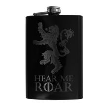 8oz BLACK Hear Me Roar Flask L1 - £17.07 GBP