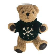 Hugfun Teddy Bear Costco Christmas Snowflake Sweater Small 8&quot; 1998 Carmel Color - £7.46 GBP