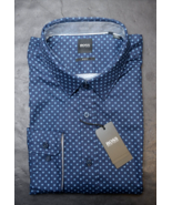 HUGO BOSS Homme Ronni 53 Slim Fit M Coton Bleu Affaires Décontracté Chem... - $1,091.98 MXN