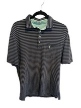 JOHNNIE O Mens Polo Shirt Short Sleeve Blue Striped Cotton Blend Sz L - £15.16 GBP