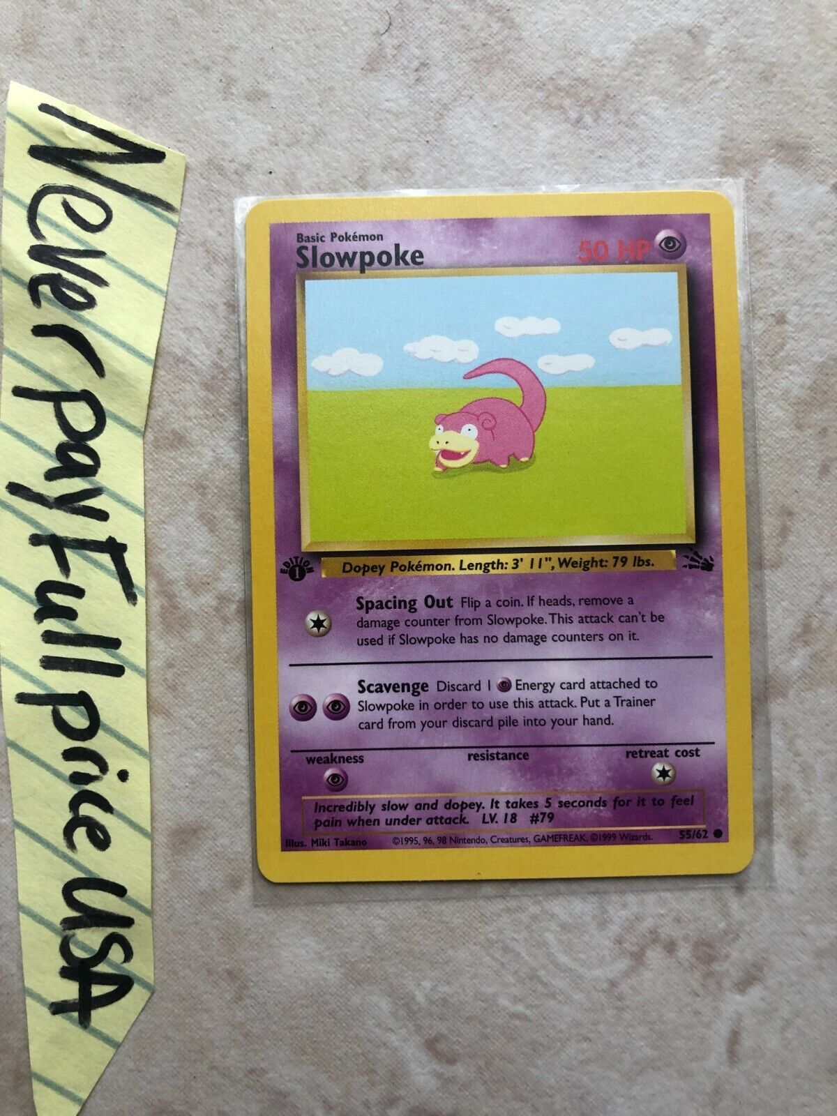 Primary image for Pokemon Slowpoke 1st Edition card  Unlimited 1999 Rare Charizard