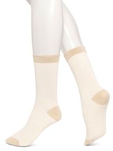 Hue Women&#39;s Solid Femme Top Crew Socks, Chinos Stripe, Medium - £7.07 GBP