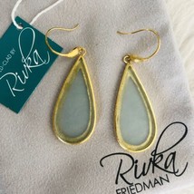 Rivka Friedman Teardrop Quartzite Satin Earrings, Blue/Gold, NWT - £58.69 GBP