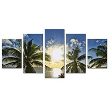 Ready2HangArt 5 Piece Chris Doherty &#39;Niue Palms Sunset&#39; Canvas Wall Art,... - £99.72 GBP