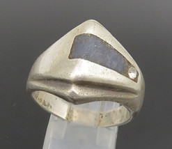 MEXICO 925 Silver - Vintage Rustic Sodalite &amp; Cubic Zirconia Ring Sz 11- RG24822 - £62.54 GBP