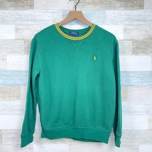 POLO Ralph Lauren Tipped Collar Sweater Green Crewneck Boys Large 14 16 - £29.60 GBP