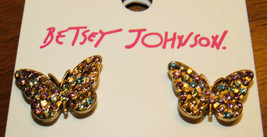 Betsey Johnson Butterfly CZ Earrings, NWT - £21.63 GBP