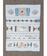 Vintage American Wool Weave Rug-Native-Handmade-Animals Cooking-White-38... - €81,21 EUR