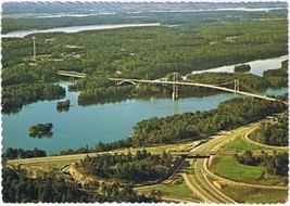 Postcard Aerial View Canadian Span 1000 Islands International Bridge - £3.09 GBP