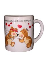 Vintage Applause 1985 Valentines Day Kissing Bears Coffee Mug Cup Exerci... - $9.49