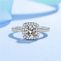 Genuine 925 Sterling Silver Platinum Plated 1CT Moissanite Gemstone Promise Ring - £105.43 GBP