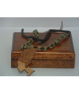 New Women’s African Beaded Wood Charm Necklace - $11.87