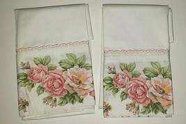 JP Stevens 2 Pillowcases Floral Hem 20.5&quot; x 30&quot; Unused Vintage New - £21.49 GBP