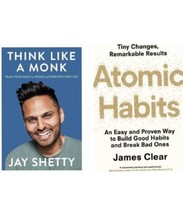 2 Books Set: Think Like a Monk &amp; Atomic Habits (English, Paperback) - £14.45 GBP