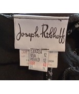 VINTAGE JOSEPH RIBKOFF DRESS 12  BLACK WHITE FLORAL SLITS ZIP NEW YEAR EVE  - £37.42 GBP