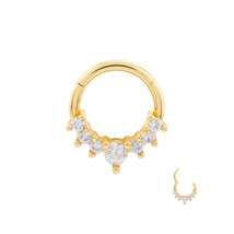 Gold Plated Stainless Steel Hinged Septum Clicker with Crystals - £10.30 GBP