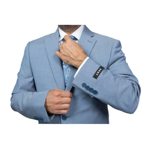 Mens DKNY 100% Wool Two Button Notch Lapel Slim fit Shark Texture 1393 Sky Blue image 8