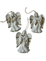 Home Interiors Christmas Porcelain Musical Angels Ornaments Set of 3 Homco Flute - $12.75