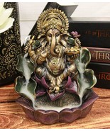 Ebros Hindu Lord Ganesha On Lotus Backflow Cone Incense Burner Statue 6&quot;... - $50.24 CAD