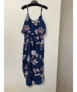 Yidarton Womens Blue Floral Dress XL Midi Adjustable Spaghetti Strap Ela... - $19.72 CAD