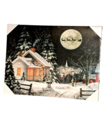 Christmas Canvas LED Wall Art Santa Claus is Coming to Town Reindeer Fib... - €23,75 EUR