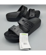 Crocs Baya Platform Wedge Double Strap Sandals Size 10 Black Noir New NWT - $735.40 MXN