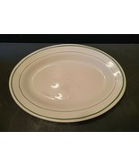 BUFFALO CHINA OVAL 10.5&quot; PLATTER WITH GREEN TRIM - $18.50