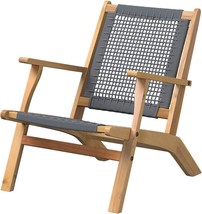 Warm Grey Outdoor Chair | Acacia Wood Construction | Woven, Deck | Patio Sense - £127.06 GBP