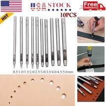 10 Pcs Heavy Duty Leather Hollow Hole Punch Set Diy Craft Hand Tools 0.5... - $16.11
