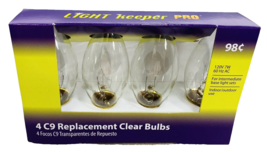 C9 Clear Christmas Light Bulbs 7W Replacement Indoor Outdoor Vtg Village 4 pack - £7.44 GBP