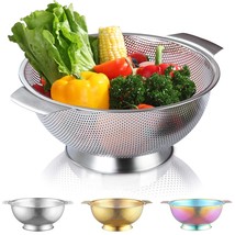 Stainless Steel Colander 5 Quart, Professional Strainer With Heavy Duty ... - £25.16 GBP