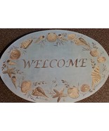 STUPELL, 10&quot; X 14.75&quot; WOODEN, OVAL, SEA SHELL THEMED &quot;WELCOME&quot; SIGN/PLAQ... - £17.78 GBP