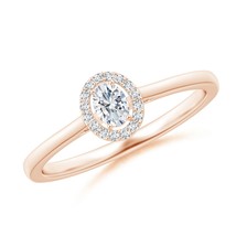 ANGARA Lab-Grown Ct 0.2 Oval Diamond Halo Engagement Ring in 14K Solid Gold - £700.01 GBP