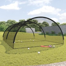  Baseball Batting Cage Net Black 236.2"x157.5"x98.4" Polyester - $322.99