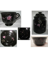 Mikasa EBONY MEADOW Black Pink Yellow Floral Dishes you pick what you need - $20.03+