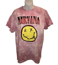 Nirvana - Pink Tie Die Smiley Face T Shirt M Heavy Metal Band Tee Nwot - £12.60 GBP