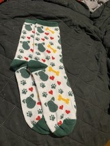 Printed Dog Theme Sock Puppy Paws Hearts Adult Medium - $6.00