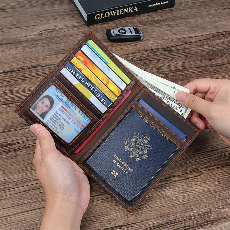 Er passport cover men women genuine leather travel passport holder case card id holders thumb200