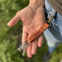 Personalized Customized Leather Keychain  for Men Handmade Key Fob Keyring - £23.72 GBP